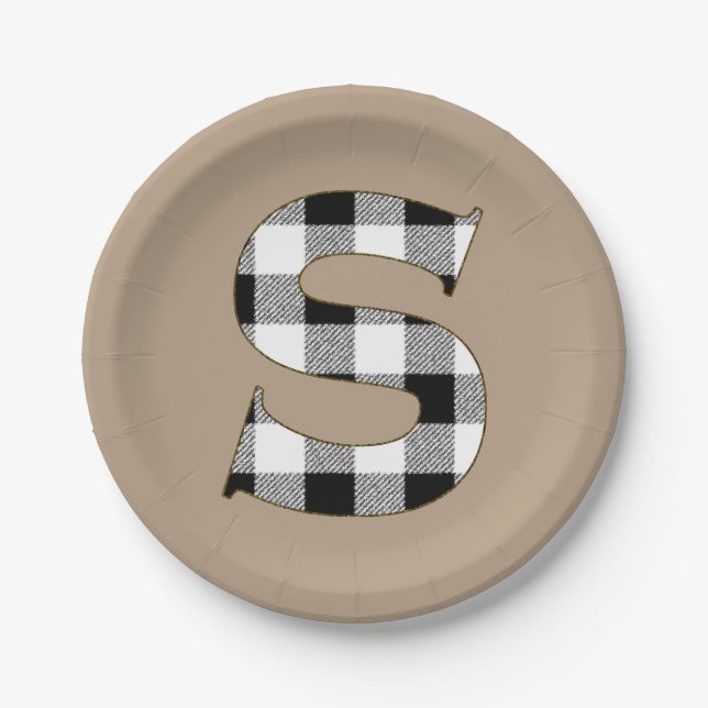 Gingham Karo S Pappteller (Vorderseite)