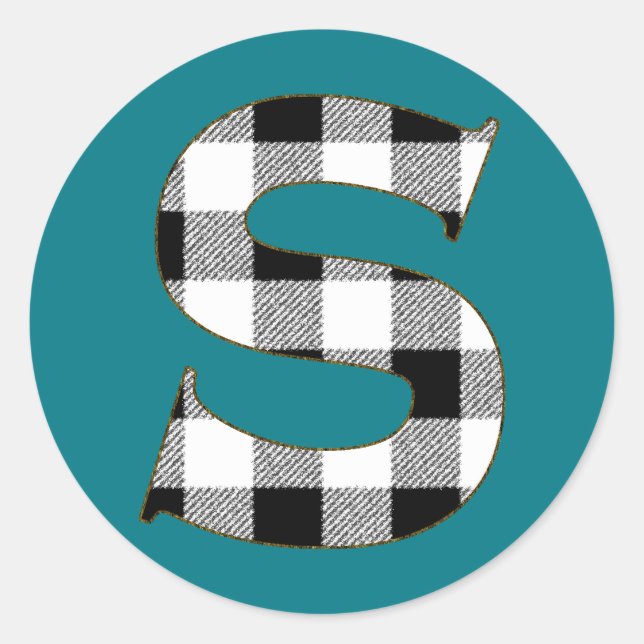Gingham Karo S Runder Aufkleber (Vorderseite)