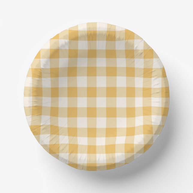 Gingham-Karo-Schüsseln Pappteller (Vorderseite)