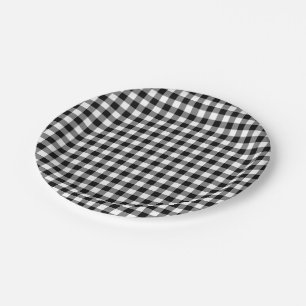 Gingham-Karo, Schwarz und Weiß Pappteller