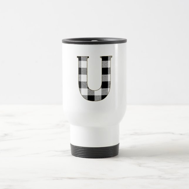 Gingham Karo U Reisebecher (Mittel)