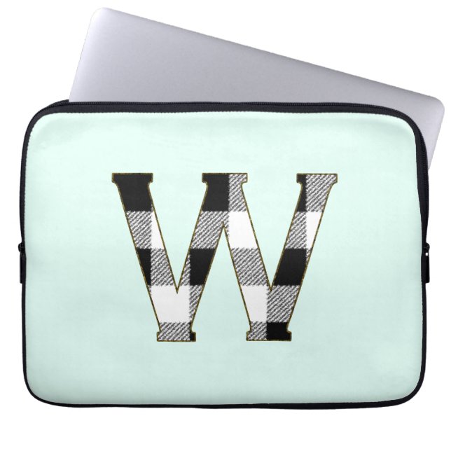 Gingham Karo W Laptopschutzhülle (Vorderseite)