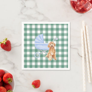 Gingham-Karo-Welpen Golden Doodle Baby-Shower-Serv Serviette