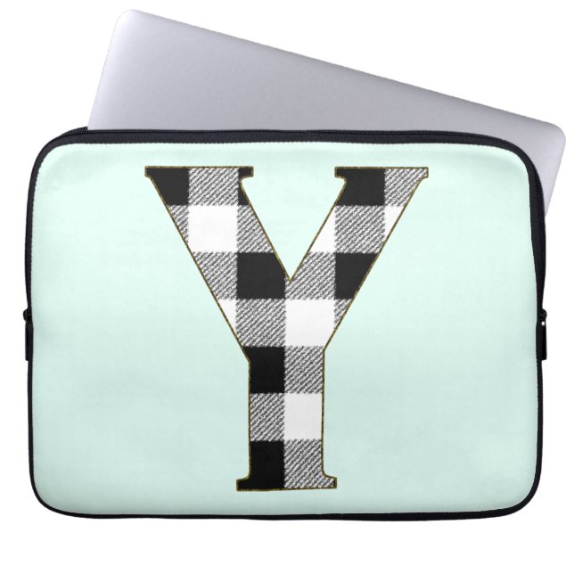 Gingham Karo Y Laptopschutzhülle (Vorderseite)