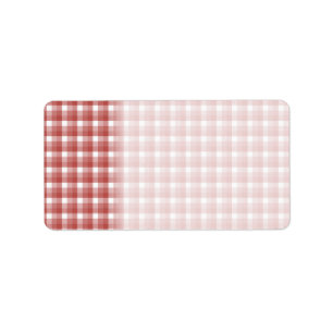 Gingham-Karomuster. Rot und Weiß Adressaufkleber