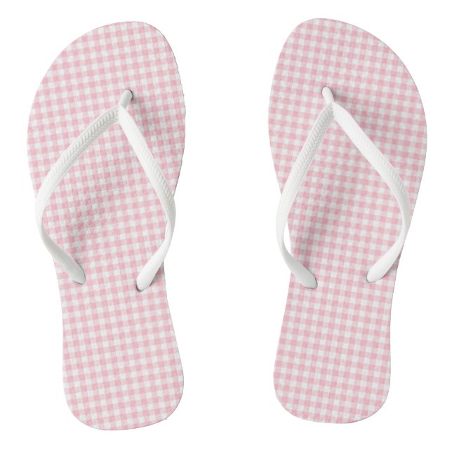 Gingham-Karos in Rosa und Weiß Flip Flops (Fußbett)