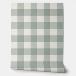 Gingham Karos kariertes Weißgrün Tapete