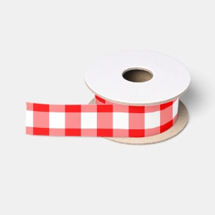 Gingham Karos Ribbon, Rot und Weiß Satinband