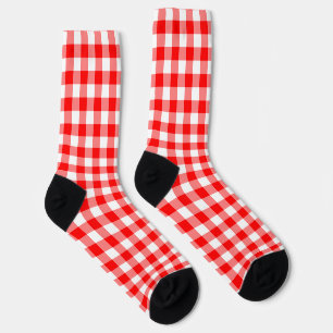 Gingham Karos Socken in Rot und Weiß