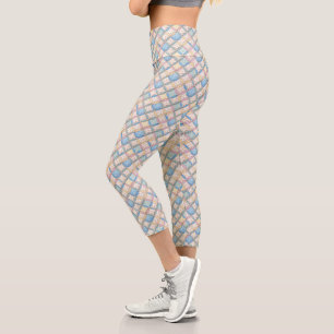 Gingham-Kathedralfenster-Quilt-Design Capri Leggings