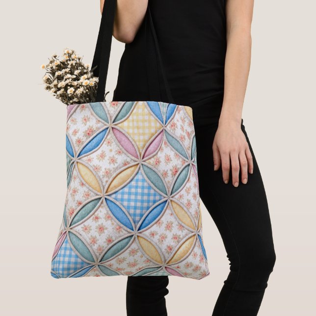 Gingham-Kathedralfenster-Quilt-Design Tasche (Von Nahem)
