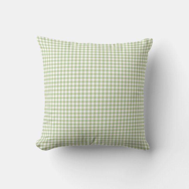Gingham-Kissen in Margarita-Grün Kissen (Vorderseite)