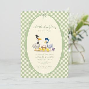 Gingham Kleines Entlein Familie Entenbaby-Party Einladung