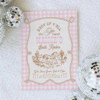 Gingham-Kuhgirl-Geburtstags-Einladung mit Seil