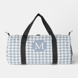 Gingham Küsten-Preppy-Karo Blau-Weiß-Monogramm Duffle Bag
