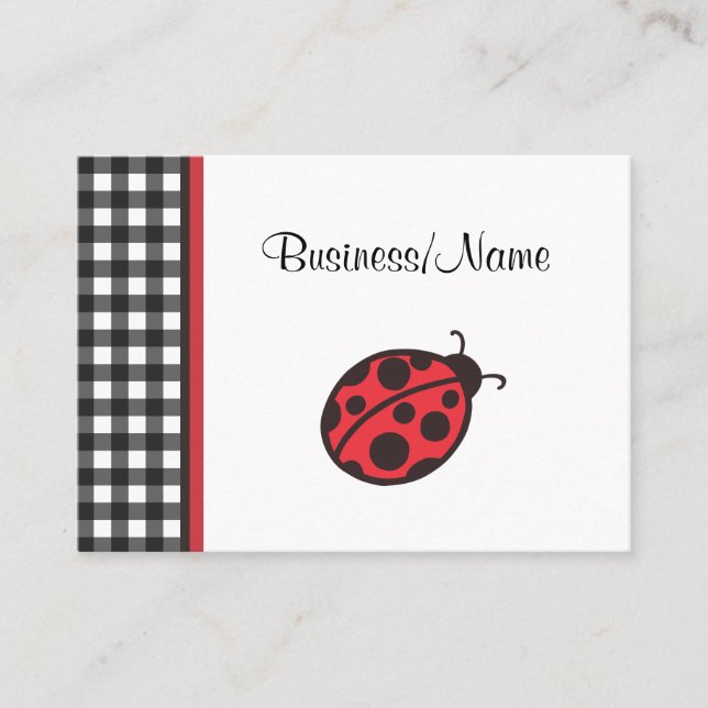 Gingham Ladybug Business Card Visitenkarte (Vorderseite)