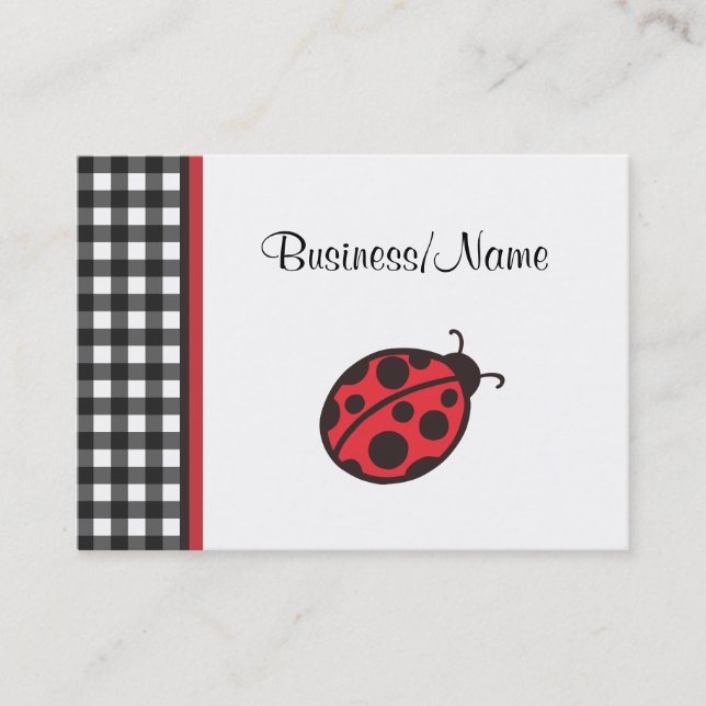 Gingham Ladybug Business Card Visitenkarte (Vorderseite)