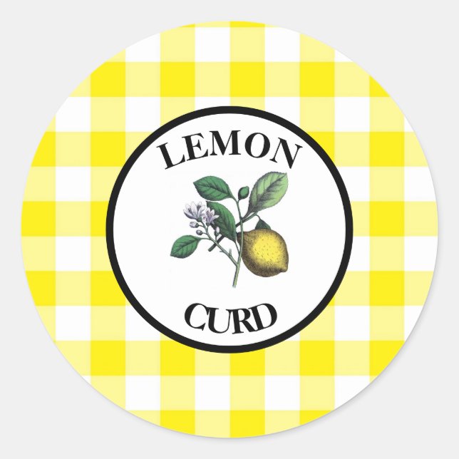 Gingham Lemon Curd Runder Aufkleber (Vorderseite)