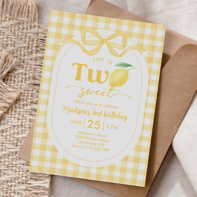 Gingham Lemon Themed 2. Geburtstag Einladung (Von Creator hochgeladen)