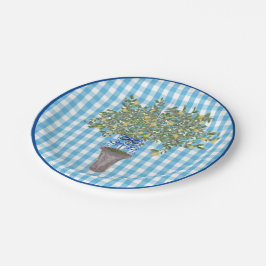 Gingham Lemons Lemon Tree  Pappteller