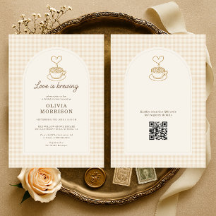 Gingham-Liebe-brautjunggesellinnenabschied QR-Code Einladung