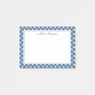 Gingham Light Navy Blue Border Post-it Klebezettel
