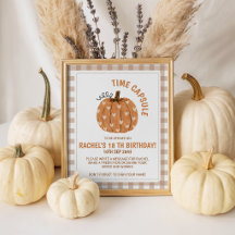 Gingham Little Pumpkin Zeitkapsel-Tischschild