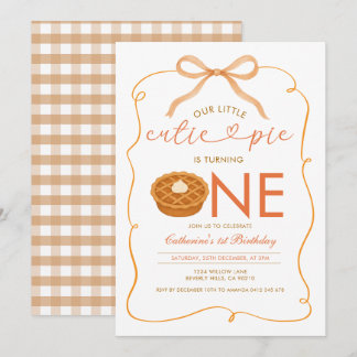 Gingham Little Süsse Pie Gender Neutral Birthday Einladung