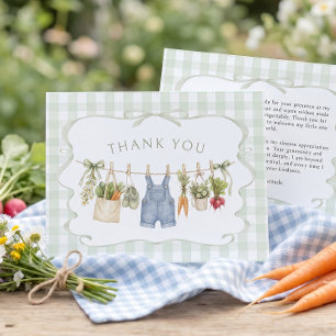Gingham-Lokal-gewachsene-Jungen-Baby-Party Dankeskarte