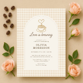 Gingham Love is Brewing Coffee Bridal Shower Einladung