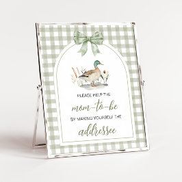 Gingham Mallard Duck Baby Envelope Station Zeichen Poster