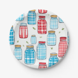 Gingham Mason Jar Pattern – Country Kitchen Charm Pappteller