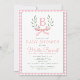 Gingham Monogram Baby Shower Einladung