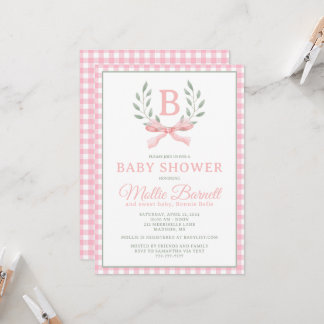 Gingham Monogram Baby Shower Einladung