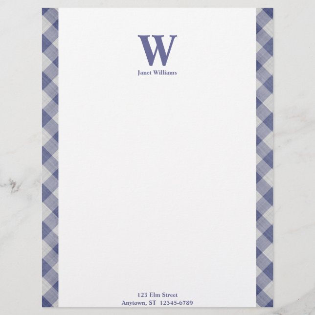 Gingham Monogram Letterhead Briefbogen (Vorderseite)