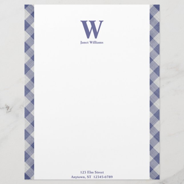 Gingham Monogram Letterhead Briefbogen (Vorderseite)