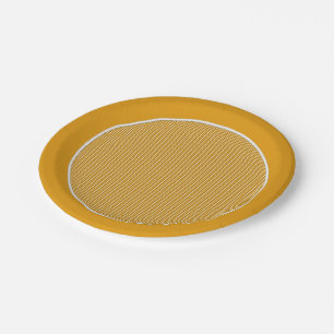 Gingham-Mustard Gelbpapier-Teller Pappteller