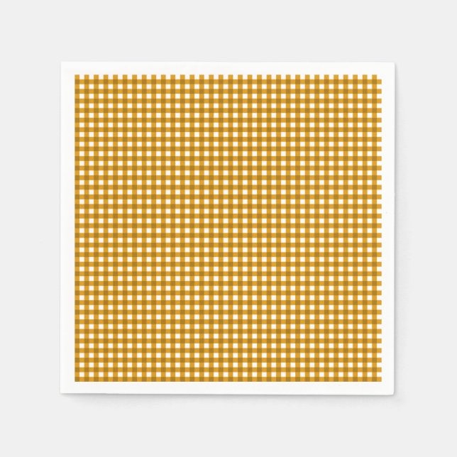 Gingham-Mustard Yellow Paper Napkins Serviette (Vorderseite)
