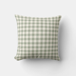 Gingham-Muster Cottagecore Kariert Beige-Sage Kissen