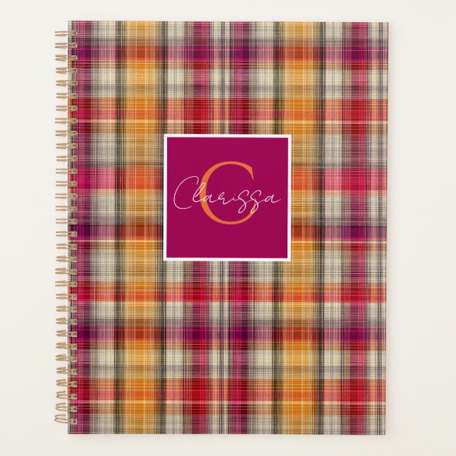 Gingham-Muster im Stil eines maßgeschneiderten Pla Planer (Vorderseite)