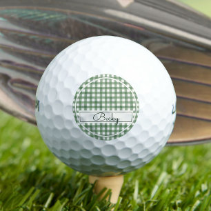 Gingham-Muster in Grün mit Namen Golfball