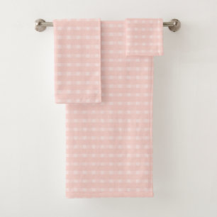 Gingham-Muster in Rosé und Pastell-Pfirsich Badhandtuch Set