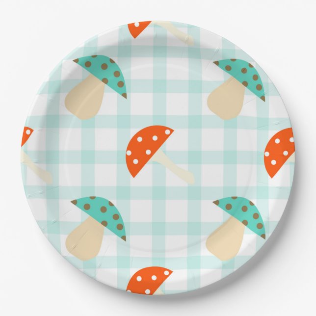 Gingham-Muster Pappteller (Vorderseite)