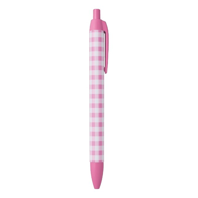 Gingham-Muster - Rosa Weiß Kugelschreiber (Unterseite (Vertikal))