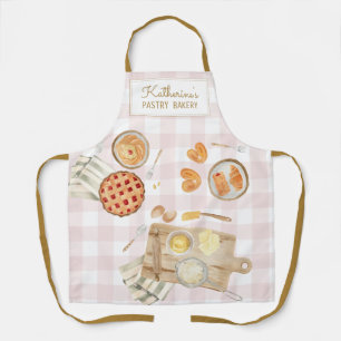 Gingham-Muster Wasserfarbe Gebäck Backen Bäckerei Schürze