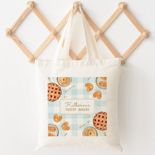 Gingham-Muster-Wasserfarbe-Gebäck-Backen-Bäckerei Tragetasche