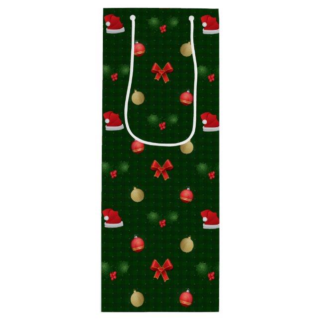 Gingham Navidad Ornaments Geschenktüte Für Weinflaschen (Vorderseite)