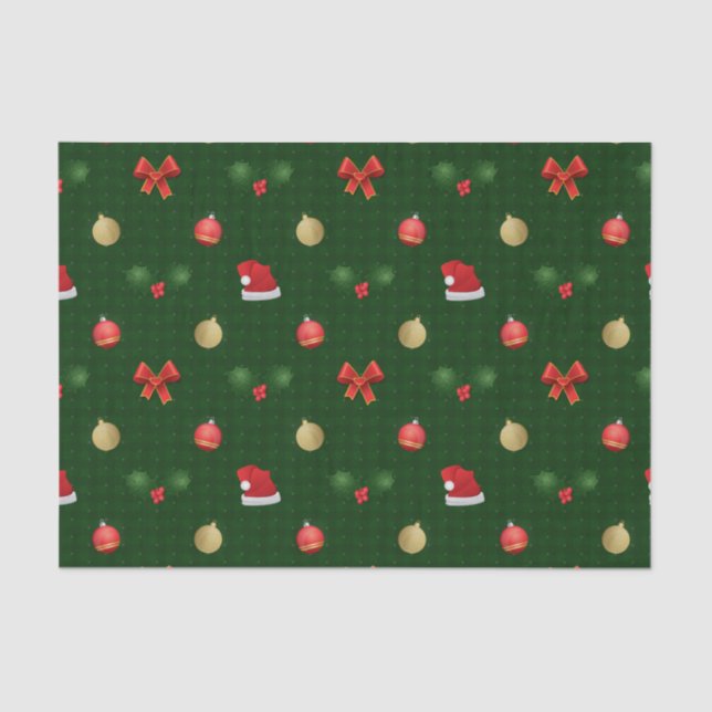 Gingham Navidad Ornaments Seidenpapier (Vorderseite)