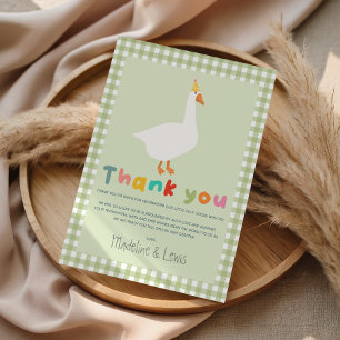 Gingham Neutral Verrückte Gans Süße Babyparty Dankeskarte