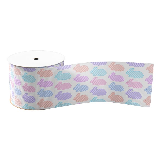 Gingham Oaster Bunny Pattern Ripsband (Spule)